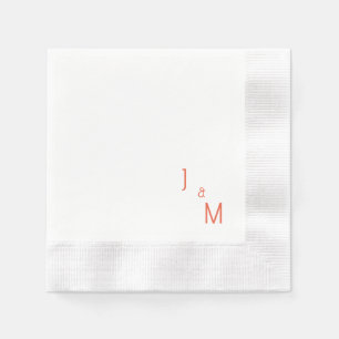 Tangerine Monogram Simple White Bröllop myntat Pappersservett