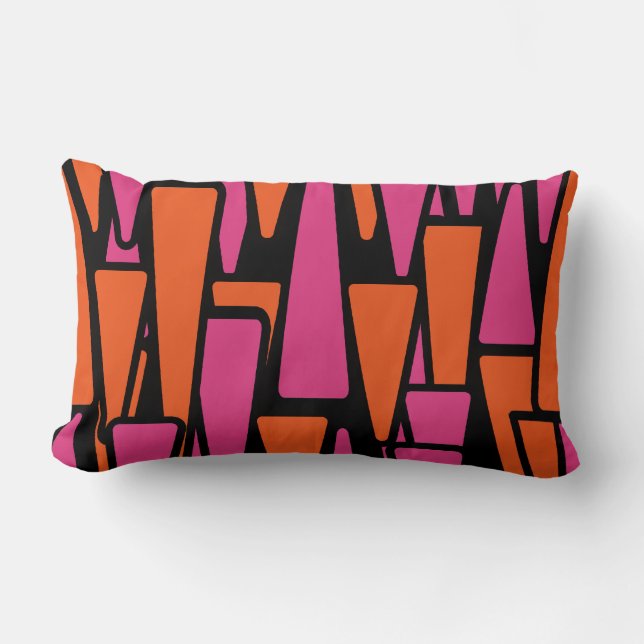 Tangerine och Fuchsia Abstract Design Pillows Lumbarkudde (Framsida)