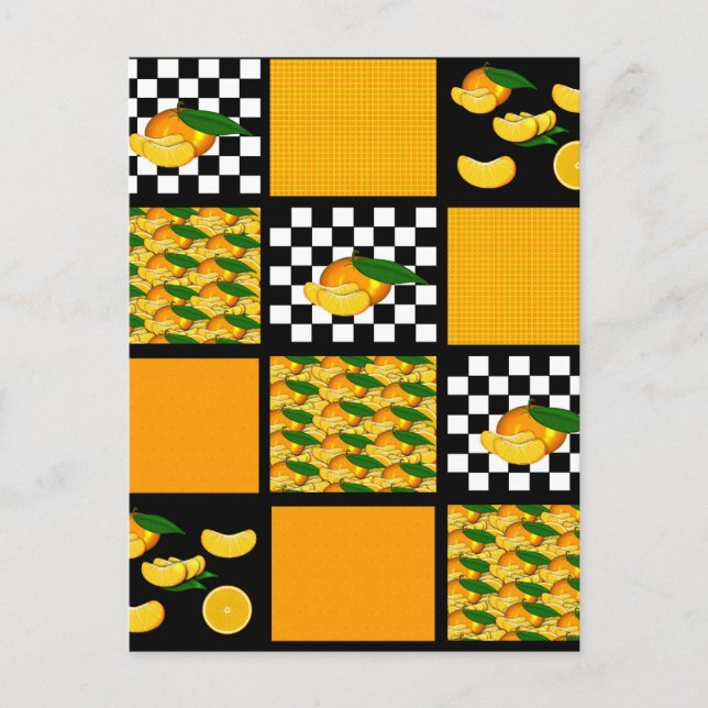 Tangerine och Plaid Patchwork Vykort (Framsida)
