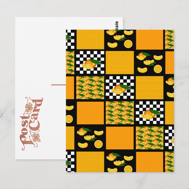 Tangerine och Play Patchwork Vykort (Fram/baksida)