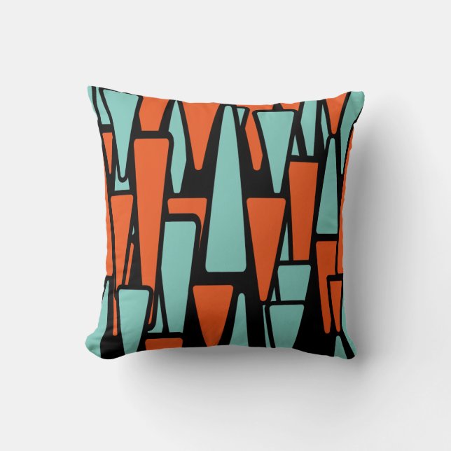 Tangerine och turkos Pillow Abstract Design Kudde (Framsida)