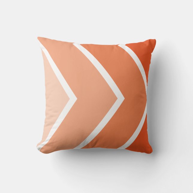 Tangerine Ombré Chevron Rand Mönster Kudde (Framsida)