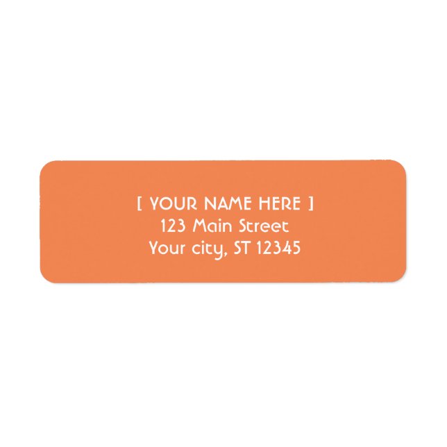 Tangerine-orange, enkel elegant returadress etikett (Framsidan)
