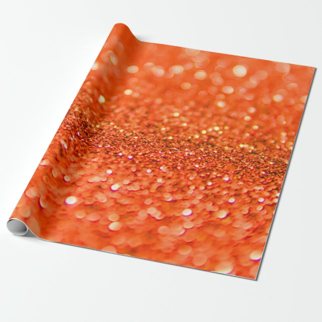 Tangerine Orange Glitter Design Presentpapper (Utrullad)