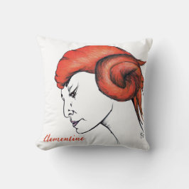 Tangerine Orange Haired Woman Portrait Pop Art Kudde