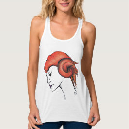 Tangerine Orange Haired Woman Portrait Pop Art Linne Med Racerback