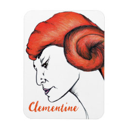 Tangerine Orange Haired Woman Portrait Pop Art Magnet