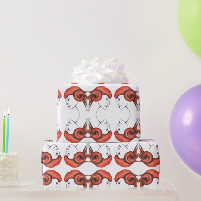 Tangerine Orange Haired Woman Portrait Pop Art Presentpapper (Festgåvor)