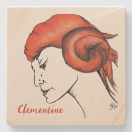 Tangerine Orange Haired Woman Portrait Pop Art Stenunderlägg