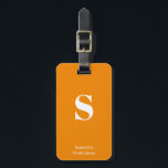 Tangerine Orange Monogram Namn Snyggt Typewriter Bagagebricka<br><div class="desc">Namn-Snyggt-typmaskinens Luggage Tangerine Orange Monogram Luggage Tag-tagg för resor och semester,  anpassa den här märkrn för påsar för snyggt med ditt eget initiala monogram och namn.</div>