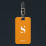 Tangerine Orange Monogram Namn Snyggt Typewriter Bagagebricka<br><div class="desc">Namn-Snyggt-typmaskinens Luggage Tangerine Orange Monogram Luggage Tag-tagg för resor och semester,  anpassa den här märkrn för påsar för snyggt med ditt eget initiala monogram och namn.</div>