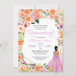Tangerine Orange Peach  Ro Quinceanera Inv. Inbjudningar
