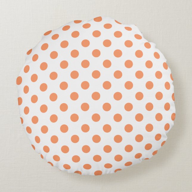 Tangerine Orange Polka dots Circles Rund Kudde (Baksidan)