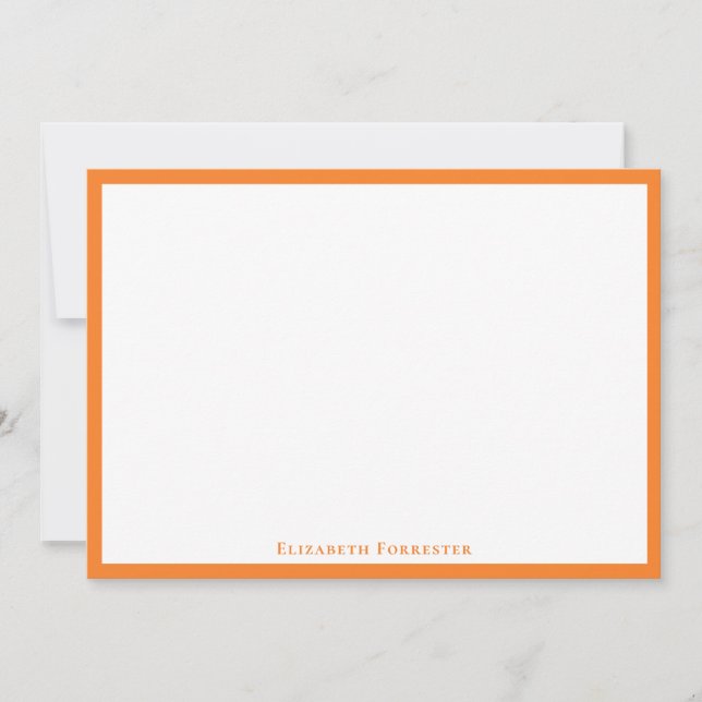 Tangerine Orange Simple Minimalist Gräns Note Anteckningskort (Framsida)