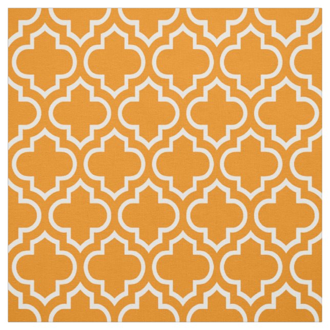 Tangerine Orange, White Moroccan Quatrefoil #6 Tyg (Provkarta)