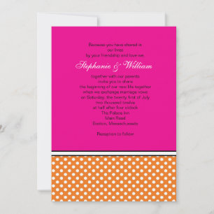 Tangerine Polka Dot and Rosa bröllop bjudande Inbjudningar