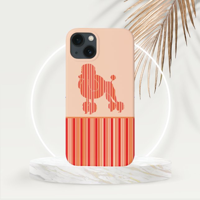 Tangerine Rand Pudel (Tangerine Stripe Poodle Phone Case)
