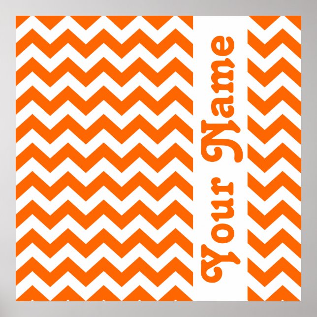 Tangerine Safari Chevron med anpassningsbar Poster (Framsidan)