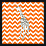 Tangerine Safari Chevron med pop Art Giraffe Poster<br><div class="desc">Modet Chevron mönster i Emporio Moffas safari Moods färg palett,  med popkonsgiraffe på ena sidan.</div>