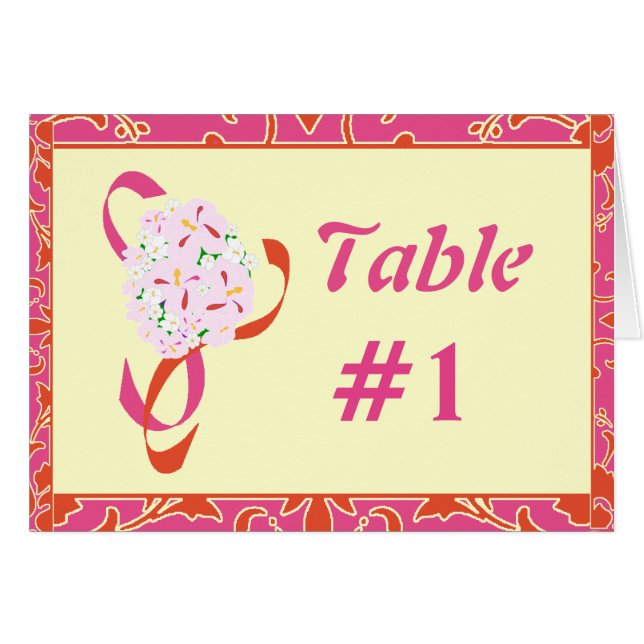 Tangerine Tango, Rosa, Damask Bord Card Hälsningskort (Framsidan Horizontal)