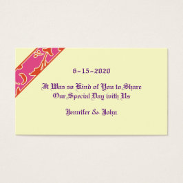 Tangerine Tango, Rosa, Damask Wedding Favor Visitkort