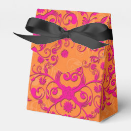 Tangerine Tango Rosa och Orange Blommig Damask Presentaskar