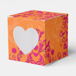 Tangerine Tango Rosa och Orange Blommig Damask Presentaskar