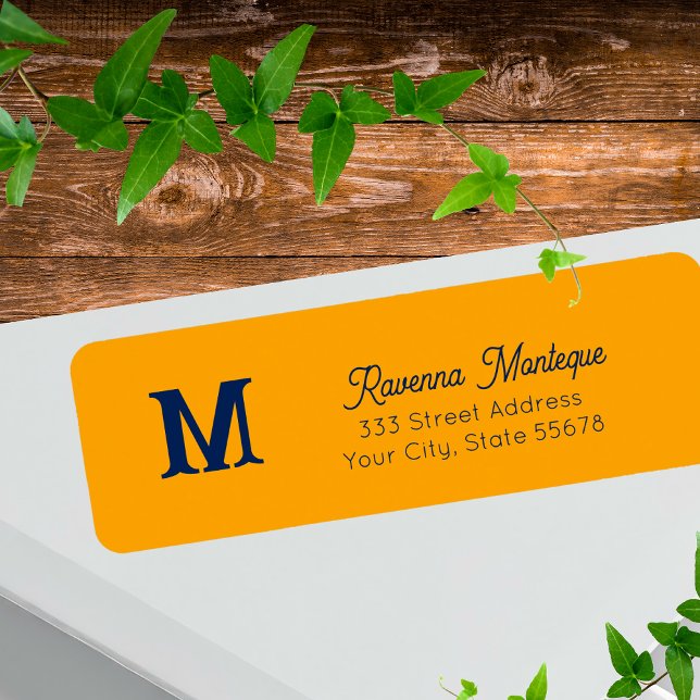Tangerine Trendy Personalized Monogram Letter Name Returadress Etikett (Skapare uppladdad)