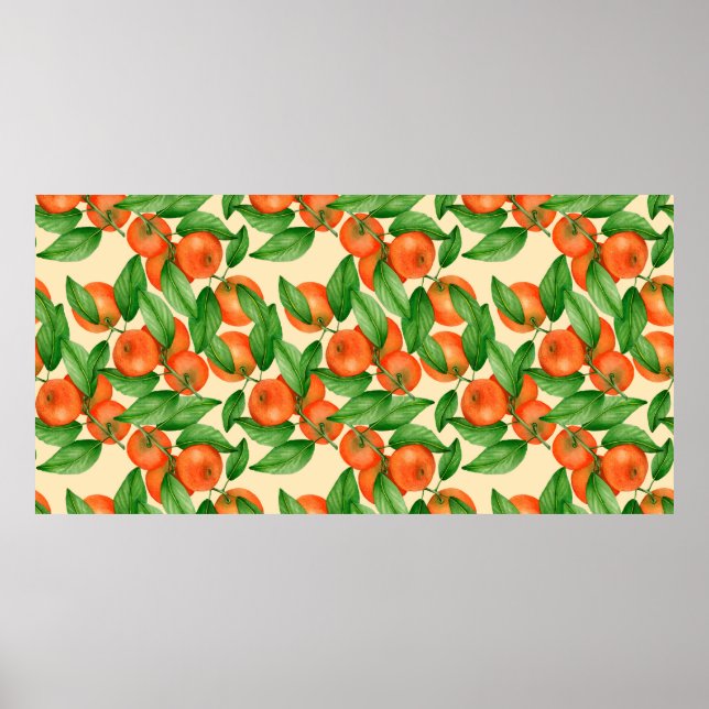 Tangerine vattencolor mönster poster (Framsidan)