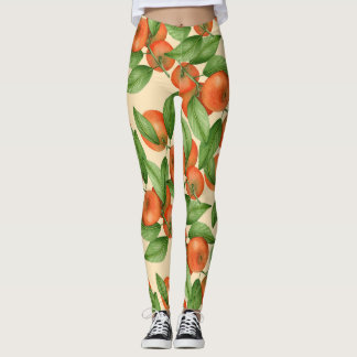 Tangerine-vattenfärgen, sömlös frukt mönster. leggings