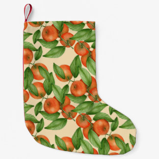 Tangerine-vattenfärgen, sömlös frukt mönster. liten julstrumpa