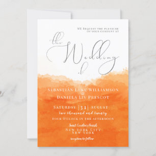 Tangerine Watercolor Wedding bjudande Inbjudningar