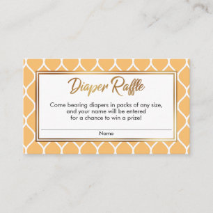 Tangerine & White Ogee, Guld Diaper Lotteri Biljet Tilläggskort