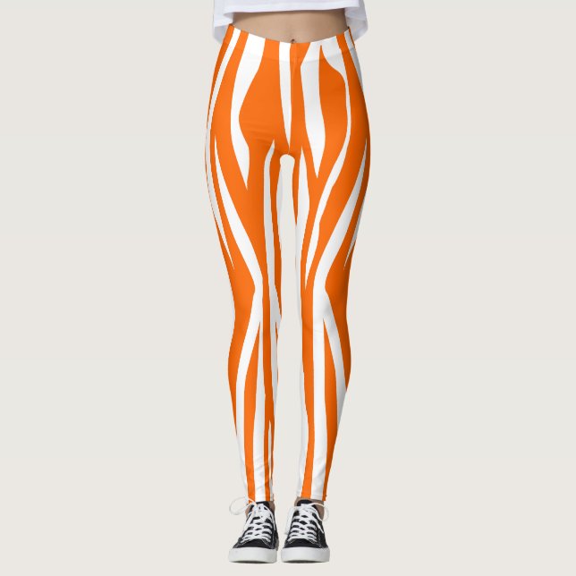 Tangerine Zebra tryck Leggings (Framsida)