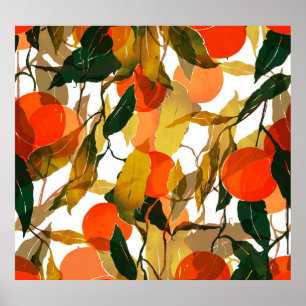 Tangerines träd: saftig, sömlös mönster. poster