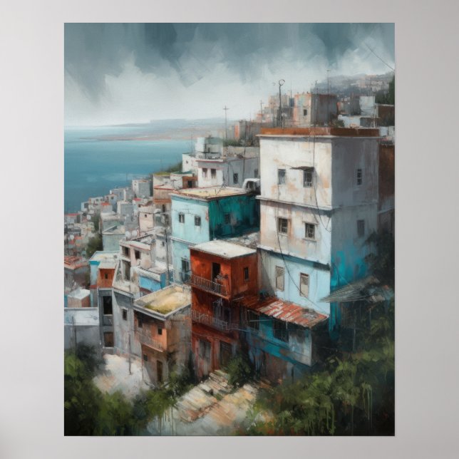 Tangier Marocko Painting Art Print Poster (Framsidan)