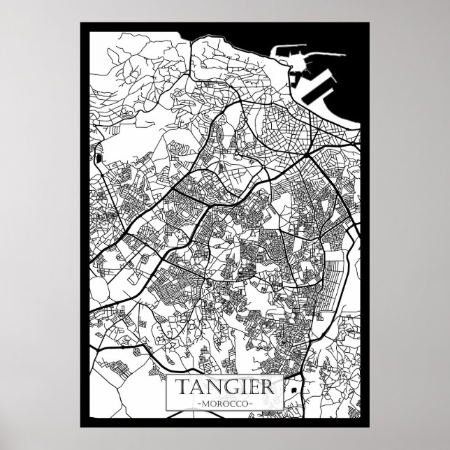 Tangier Marocko Stadskarta Poster (Framsidan)