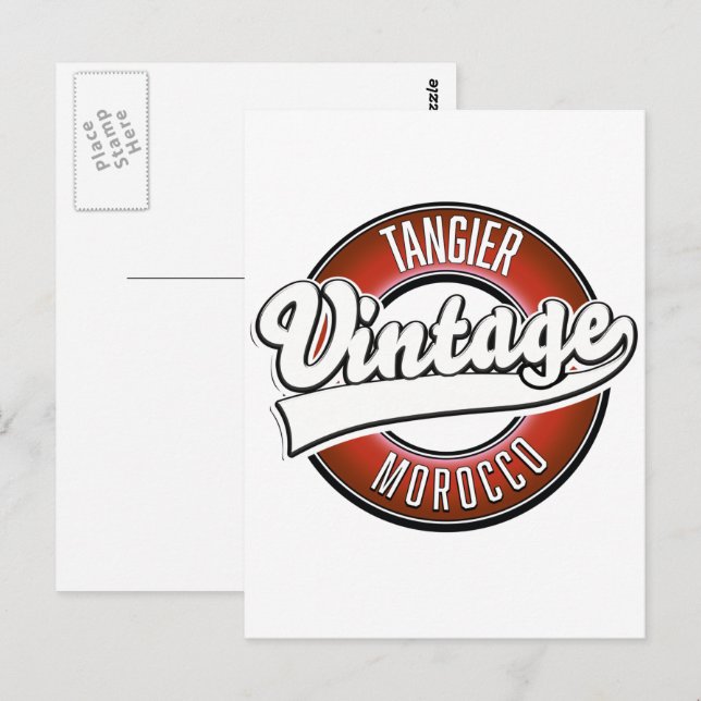 Tangier Marocko vintage logotyp Vykort (Fram/baksida)