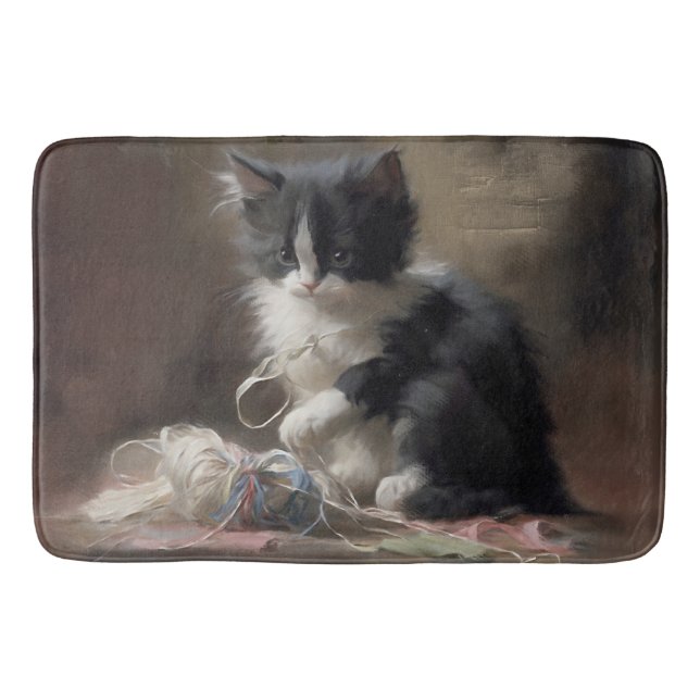 Tanglade uppåt i Roligt, svart och vit katt Badrumsmatta (Framsidan)