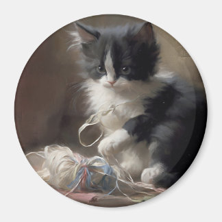 Tanglade uppåt i Roligt, svart och vit katt Magnet