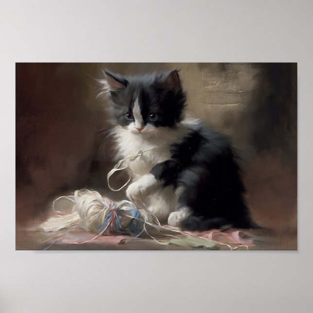 Tanglade uppåt i Roligt, svart och vit katt Poster (Framsidan)
