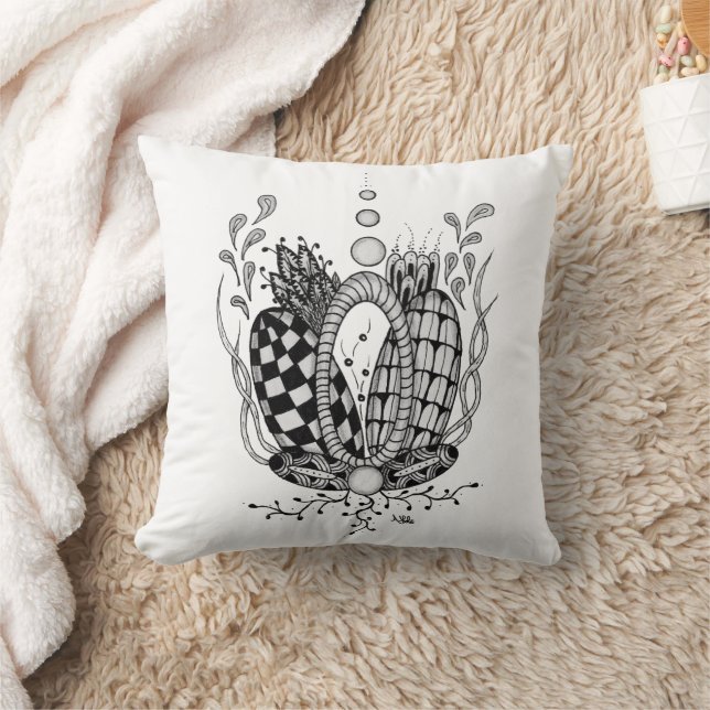 Tangle Art: Florales Design, Ovale -  Kudde (Filt)