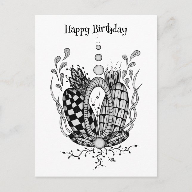 Tangle Art: Florales Design, Ovale -  Vykort (Framsida)