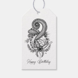 Tangle Art: Florales Motiv -  Presentetikett