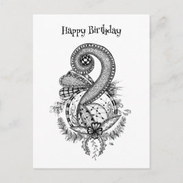 Tangle Art: Florales Motiv -  Vykort