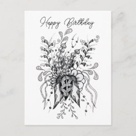 Tangle Blume gezeichnet -  Vykort