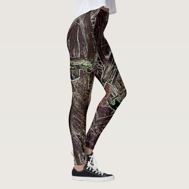 Tangled Branches Abstract 101  Green Leggings (Höger)