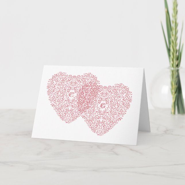 Tangled Pink Hearts-kort Inbjudan (Framsida)