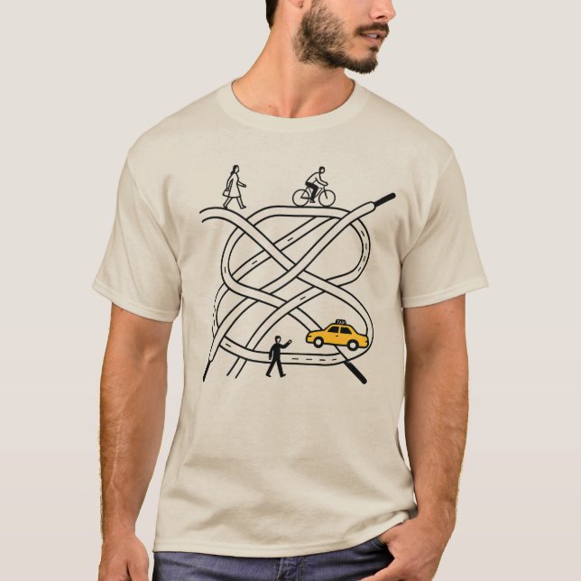 Tangled Shoelaces City - Geeky Minimalist Art T Shirt (Framsida)