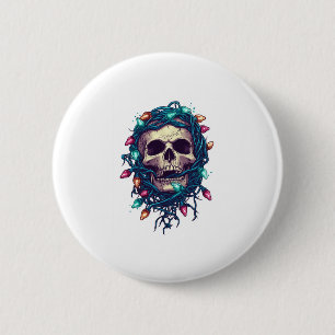 Tangled Skullmas � Funny Julafton Skeleton Knapp